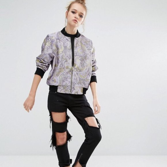 ASOS Harajuku Luxury Brocade Embroidered  Bomber Jacket NWT - Picture 3 of 4